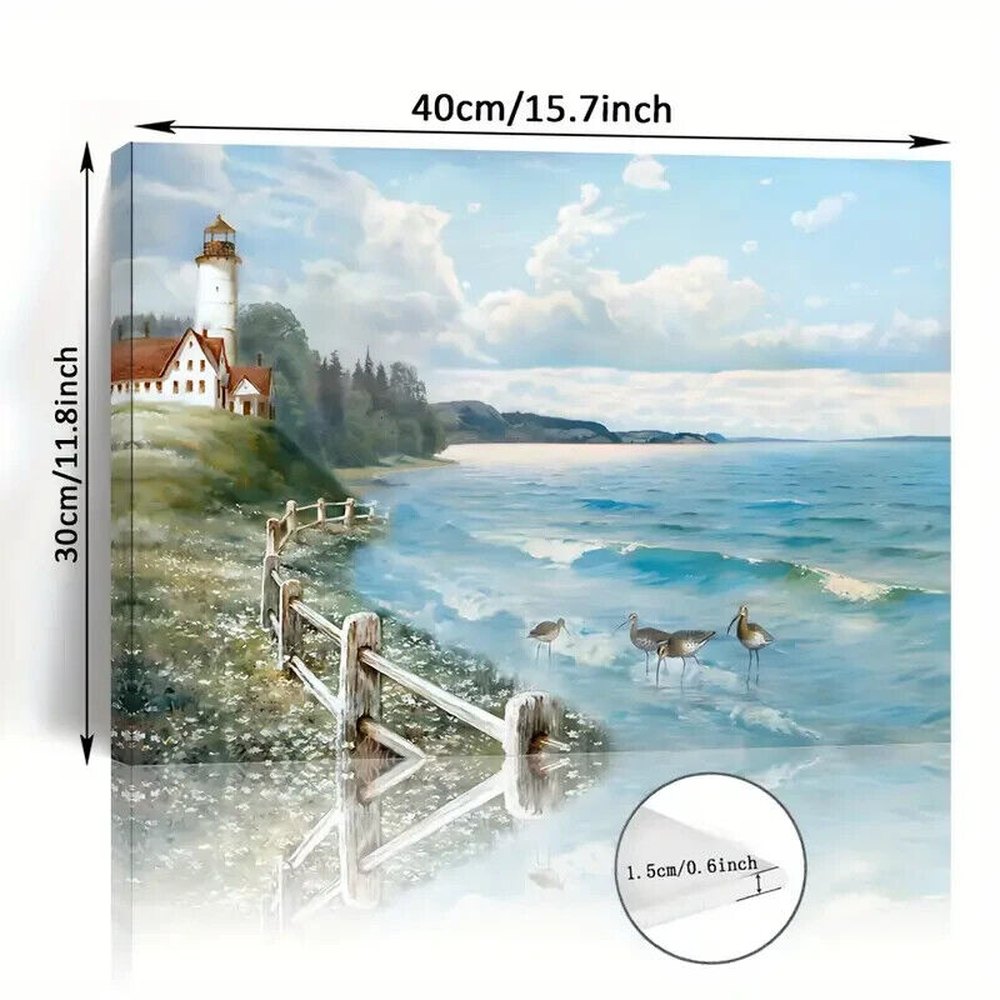 Beautiful Lighthouse Seascape Framed 11.8" x 15.7" Wall Art NEW! Home & Garden:Home Décor:Posters & Prints Style Your Walls